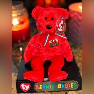 🐉 TY Beanie Baby Wales Bear Red Welsh Flag September 23 2001